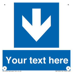 Custom Mandatory directional sign, blue arrow down